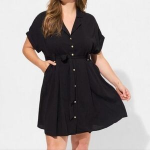 Torrid Rayon Slub Button-Front Collared Dress Size 2X